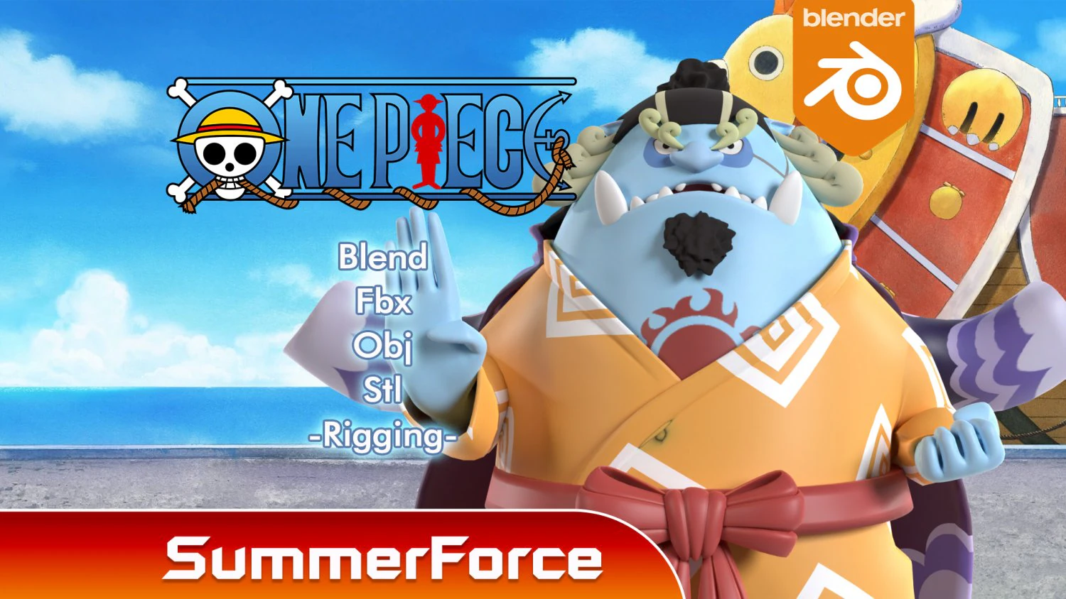 Jinbe SD - One Piece 3D Model .c4d .max .obj .3ds .fbx .stl .blend