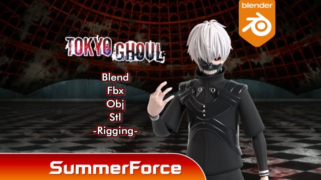 Ken Kaneki - tokyo ghoul Modelo 3D .c4d .max .obj .3ds .fbx .stl .blend 