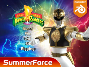 White Ranger - Potenti Power Rangers Morphin Modello 3D