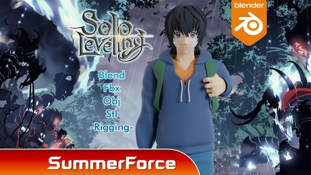 Sung Jin Woo - Solo leveling 3D 모델 .c4d .max .obj .3ds .fbx .stl .blend 