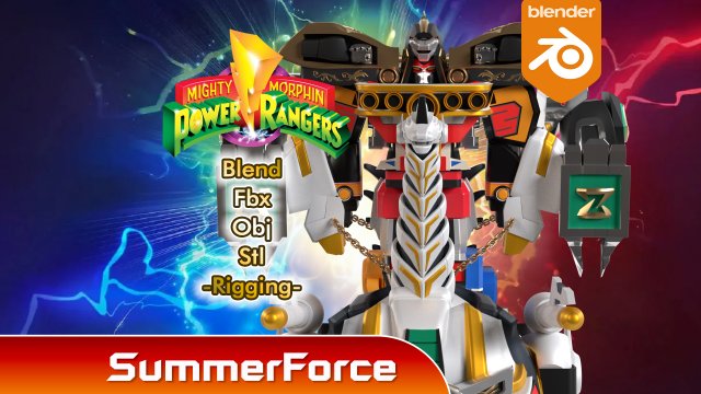 Dino Ultrazord - Power Ranger 3D मॉडल .c4d .max .obj .3ds .fbx .stl .blend 