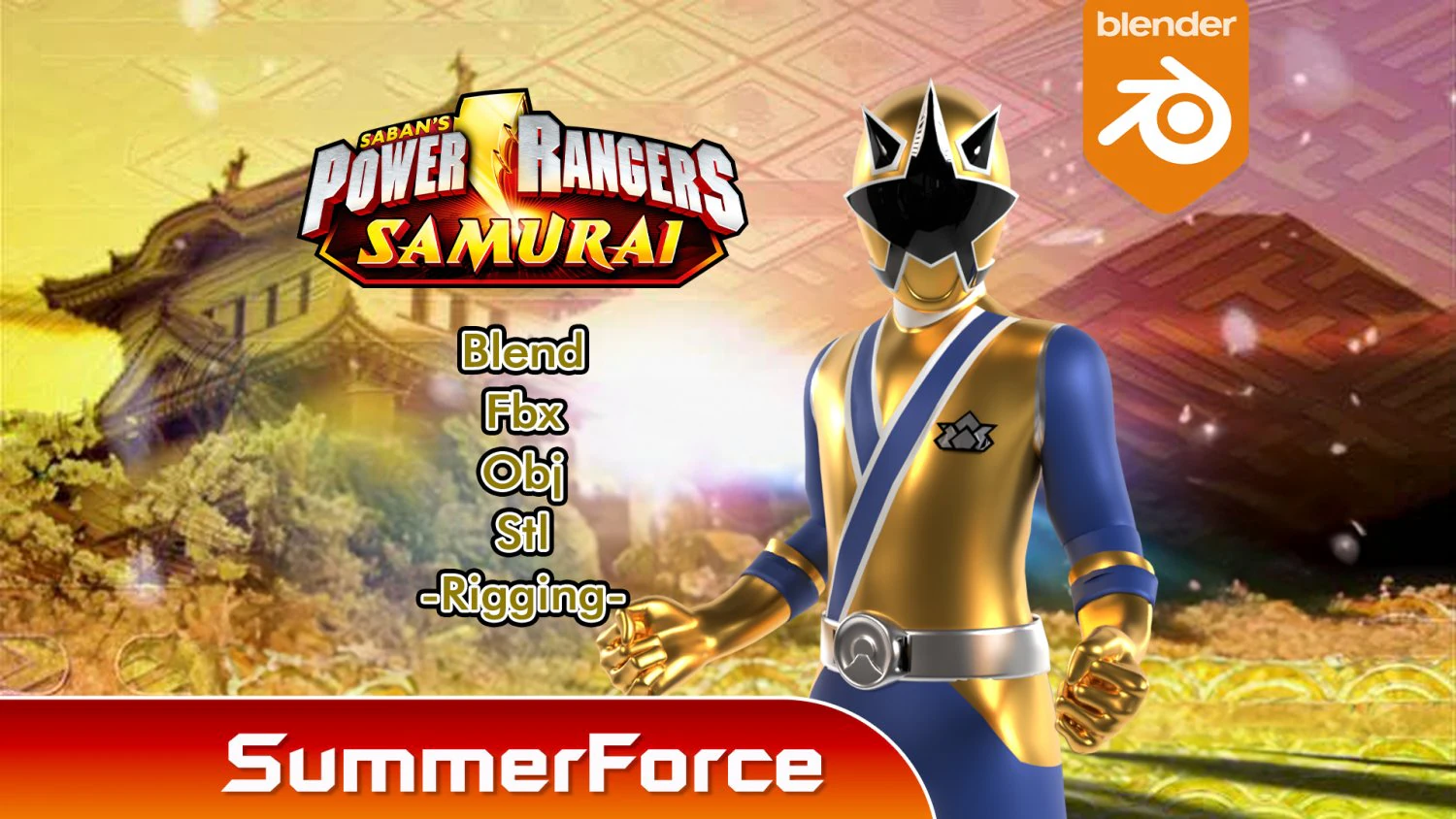 Gold Samurai Ranger - Power Rangers Samurai 3D Model .c4d .max .obj .3ds .fbx .stl .blend 