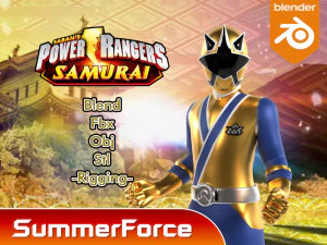 黄金武士游侠 - 电力别动队武士 3D 模型