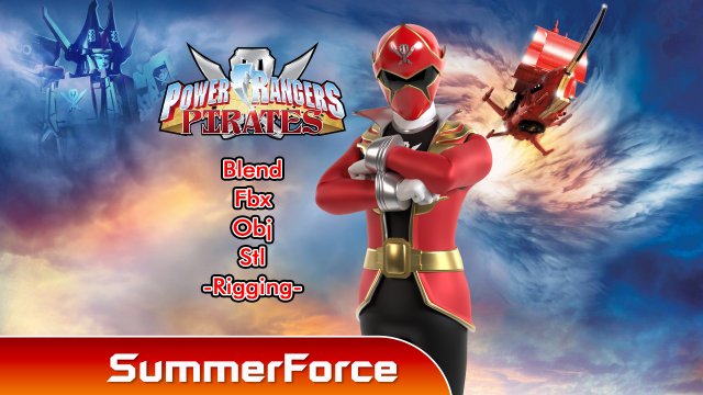 Red Pirate Ranger - Power Rangers Pirates 3D Model .c4d .max .obj .3ds .fbx .stl .blend 