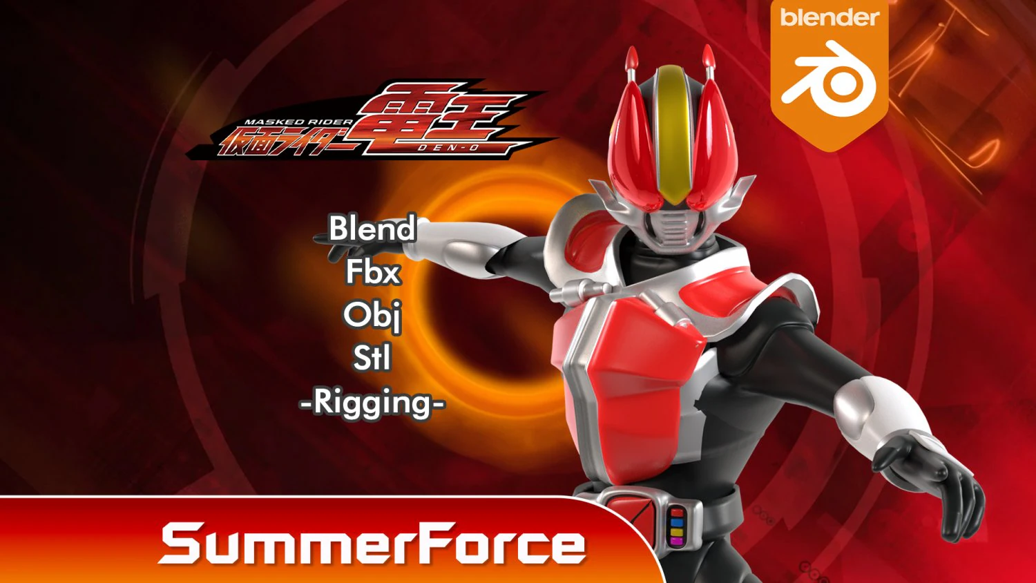 Kamen Rider Den-O - Kamen Rider 3D Model .c4d .max .obj .3ds .fbx .stl .blend 