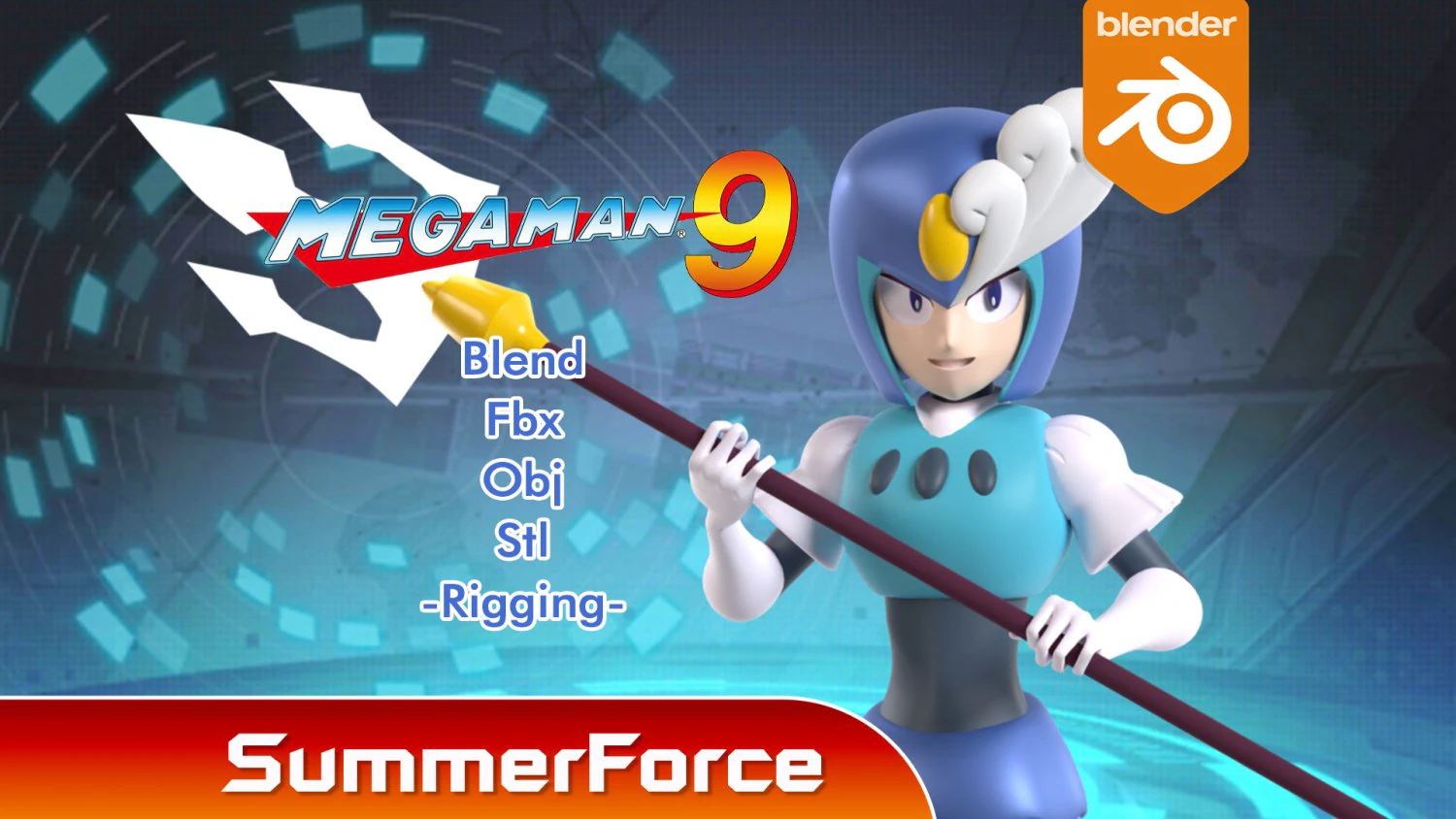 SplashWoman - Megaman 9 3D Model .c4d .max .obj .3ds .fbx .stl .blend 