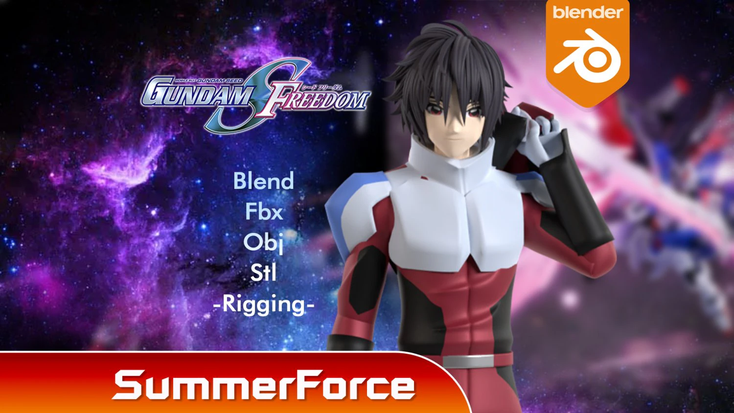 Shin Asuka - Gundam Seed Freedom 3D Model .c4d .max .obj .3ds .fbx .stl .blend 