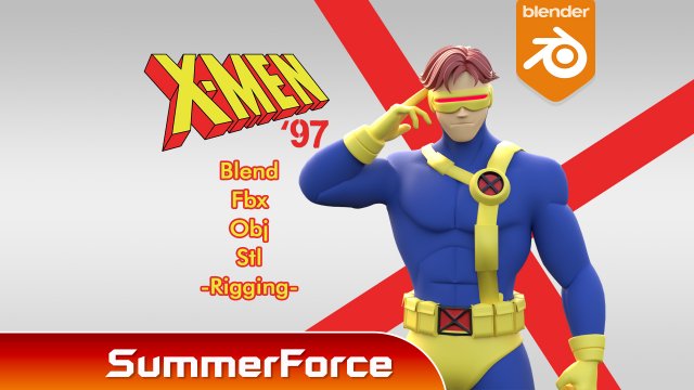 Cyclops - XMen 97 3D Модель .c4d .max .obj .3ds .fbx .stl .blend 