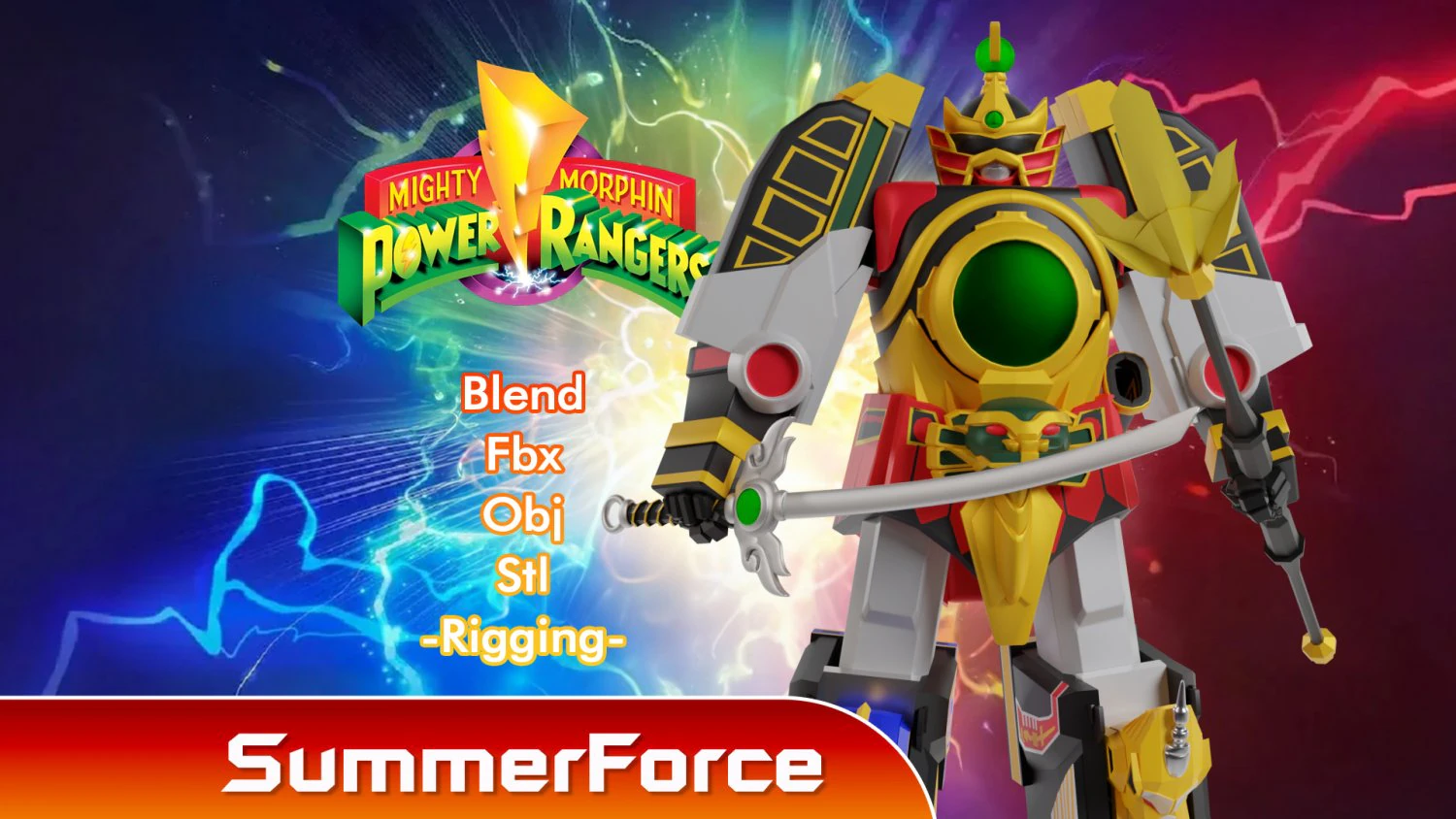 Thunder Megazord - Power Rangers 3D Model .c4d .max .obj .3ds .fbx .stl .blend 