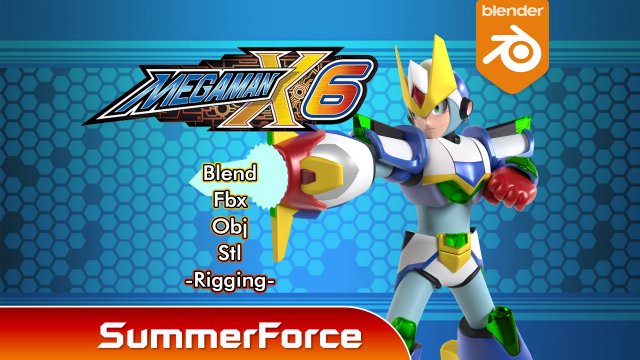 Megaman Blade Armor - Mega Man X6 3D Model .c4d .max .obj .3ds .fbx .stl .blend 