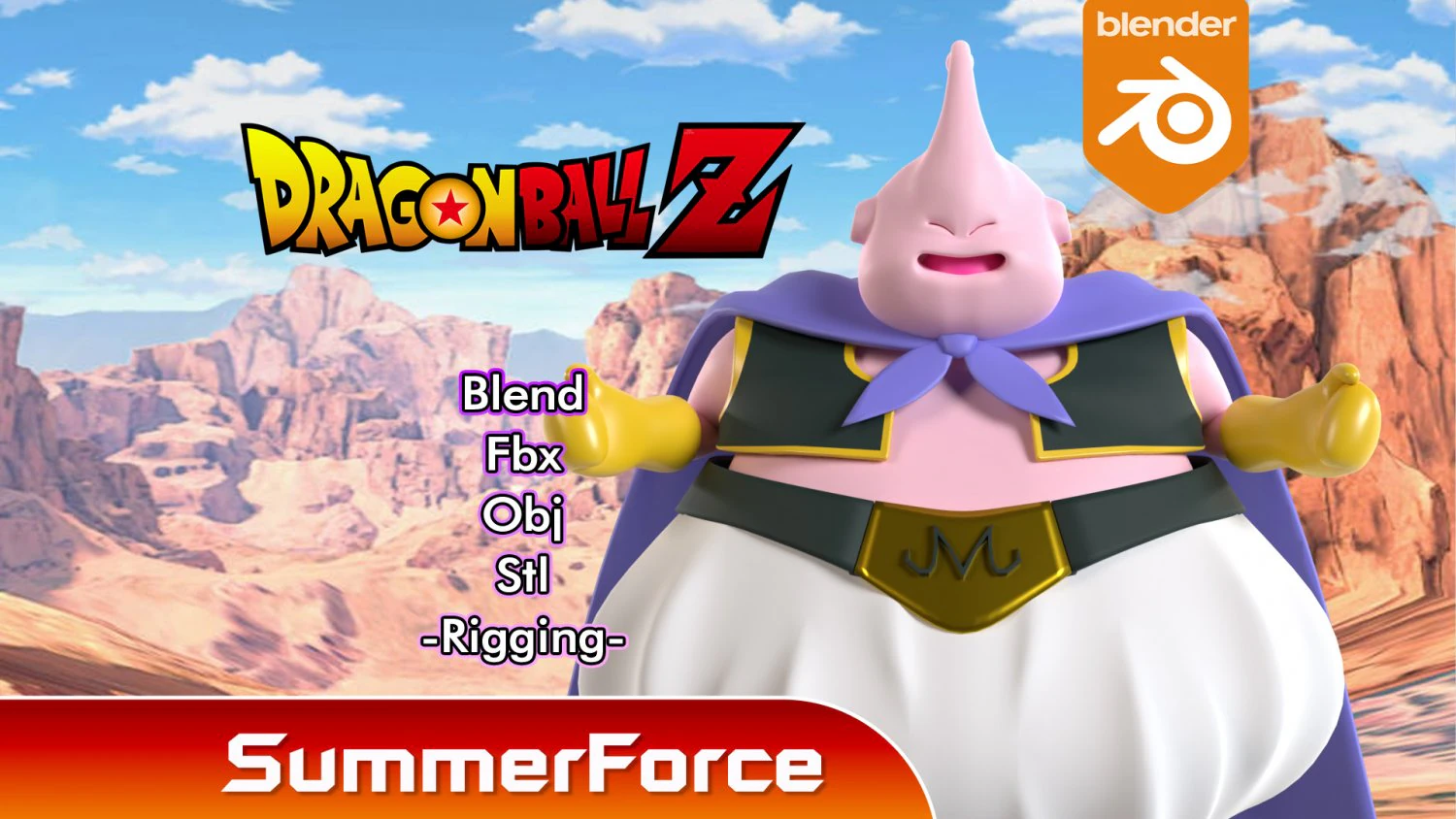 Majin Buu - Dragonball 3D Model .c4d .max .obj .3ds .fbx .stl .blend