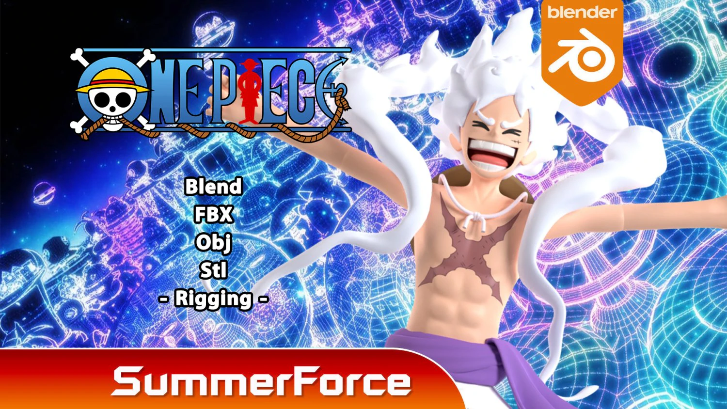 Luffy Gear 5 Egghead - One Piece 3D Model .c4d .max .obj .3ds .fbx .stl .blend 