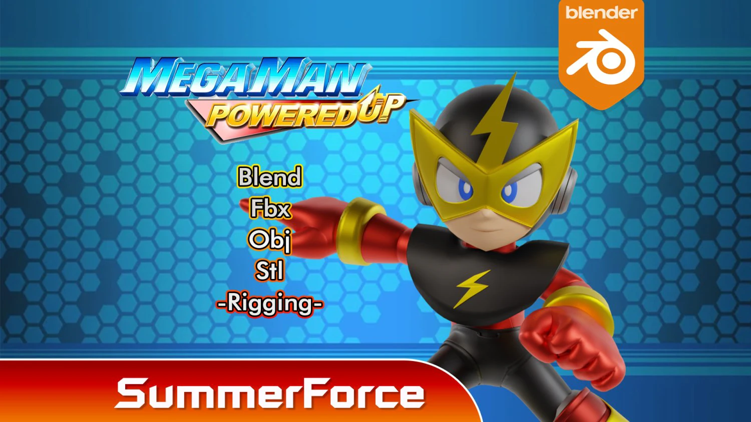 Elecman - Megaman 3D Model .c4d .max .obj .3ds .fbx .stl .blend 