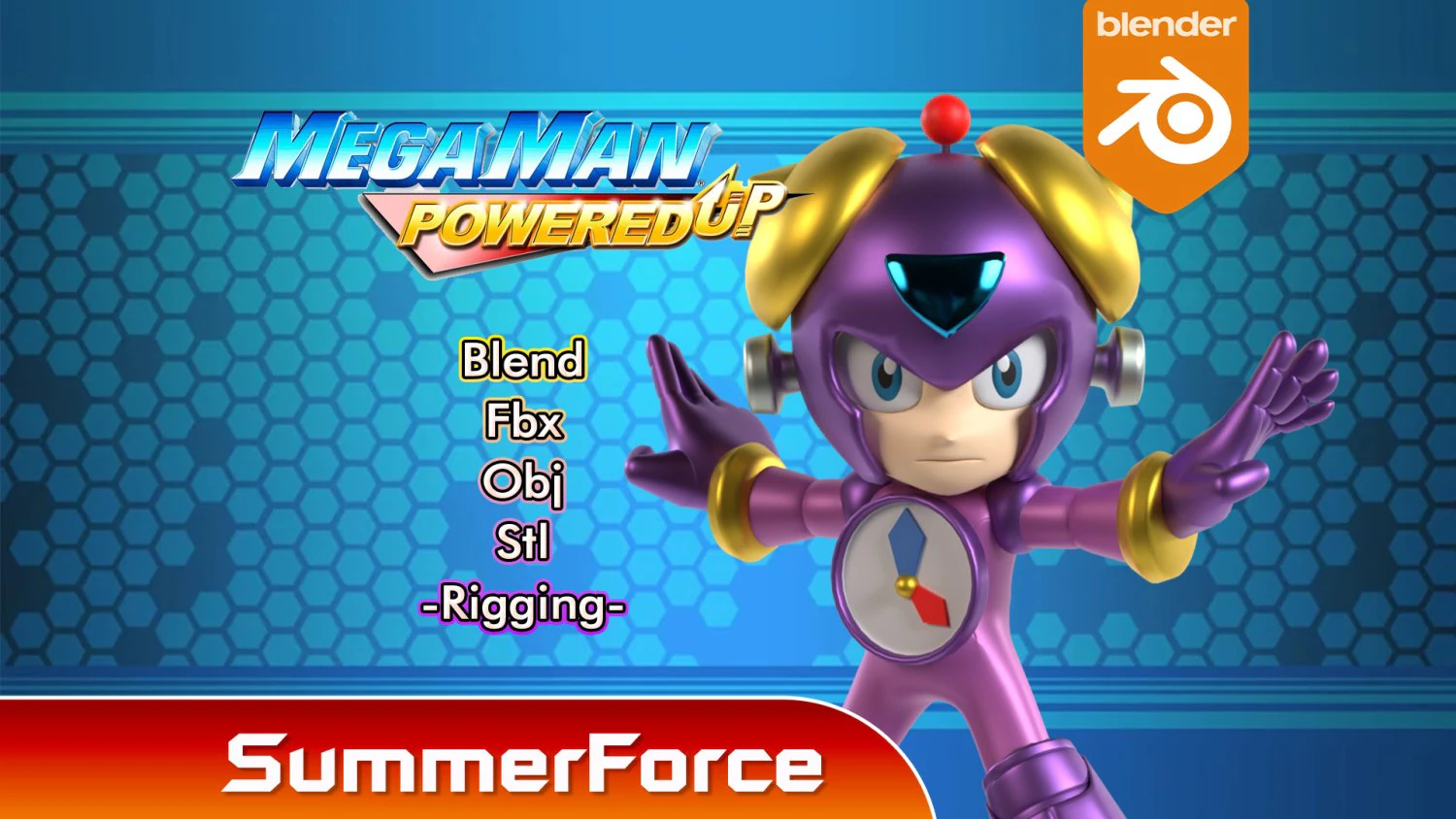 Timeman - Megaman Powered up 3D Model .c4d .max .obj .3ds .fbx .stl .blend 