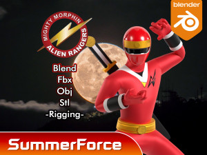 Red Aquitian Ranger - Mighty Morphin Alien Rangers 3D Model