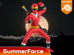Red Aquitian Ranger - Mighty Morphin Alien Rangers 3D Model