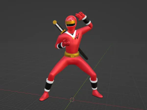 Red Aquitian Ranger - Mighty Morphin Alien Rangers 3D Model
