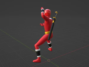 Red Aquitian Ranger - Mighty Morphin Alien Rangers 3D Model