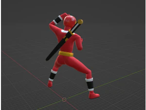 Red Aquitian Ranger - Mighty Morphin Alien Rangers 3D Model