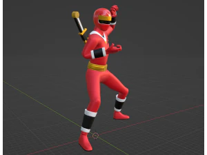 Red Aquitian Ranger - Mighty Morphin Alien Rangers 3D Model