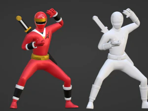 Red Aquitian Ranger - Mighty Morphin Alien Rangers 3D Model