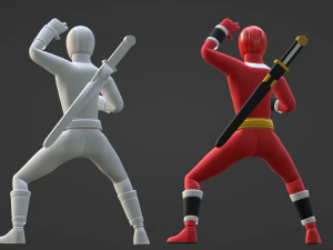 Red Aquitian Ranger - Mighty Morphin Alien Rangers 3D Model