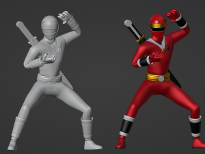 Red Aquitian Ranger - Mighty Morphin Alien Rangers Modello 3D