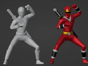 Red Aquitian Ranger - Mighty Morphin Alien Rangers 3D Model