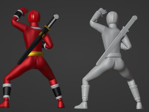 Red Aquitian Ranger - Mighty Morphin Alien Rangers Modello 3D