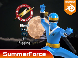 Blue Aquitian Ranger - Mighty Morphin Alien Rangers 3D Model