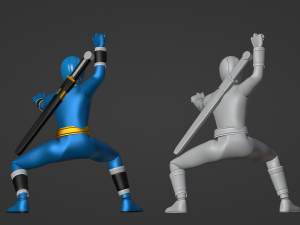Blue Aquitian Ranger - Mighty Morphin Alien Rangers Model 3D