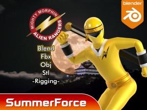 Yellow Aquitian Ranger - Mighty Morphin Alien Rangers 3D Model