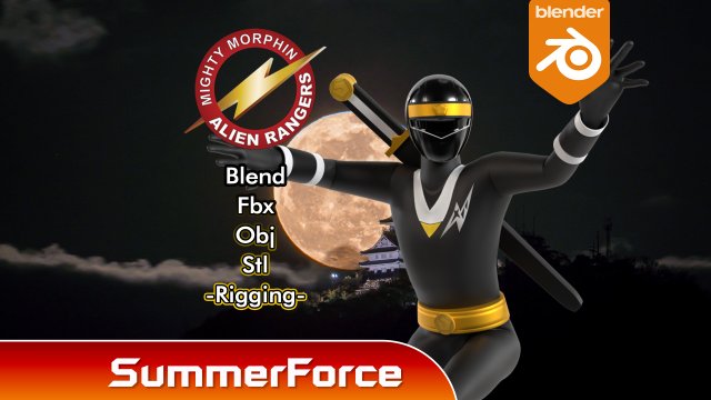 Black Aquitian Ranger - Mighty Morphin Alien Rangers Modèle 3D .c4d .max .obj .3ds .fbx .stl .blend 