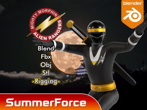 Black Aquitian Ranger - Mighty Morphin Alien Rangers 3D Model