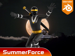 Black Aquitian Ranger - Mighty Morphin Alien Rangers Modèle 3D