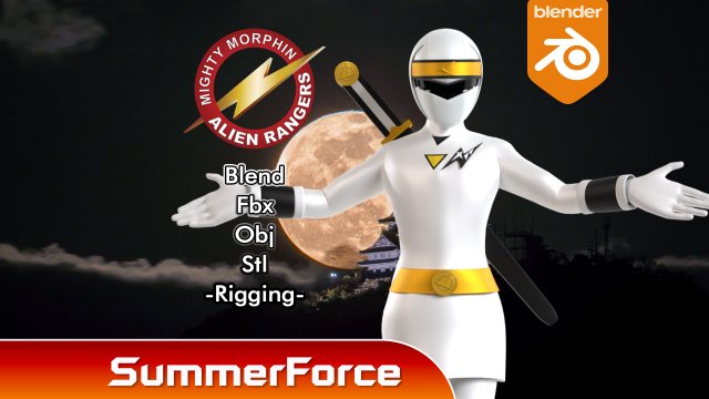 White Aquitian Ranger - Mighty Morphin Alien Rangers Modelo 3D .c4d .max .obj .3ds .fbx .stl .blend 