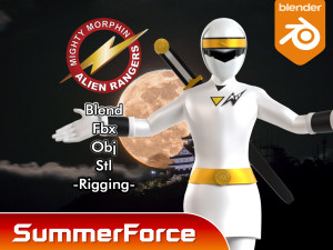 White Aquitian Ranger - Mighty Morphin Alien Rangers 3D Model