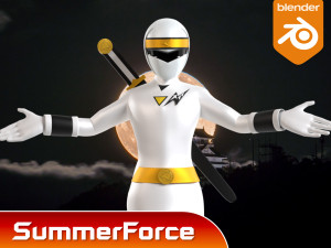 White Aquitian Ranger - Mighty Morphin Alien Rangers Modelo 3D