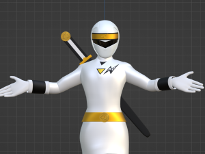 White Aquitian Ranger - Mighty Morphin Alien Rangers Modelo 3D