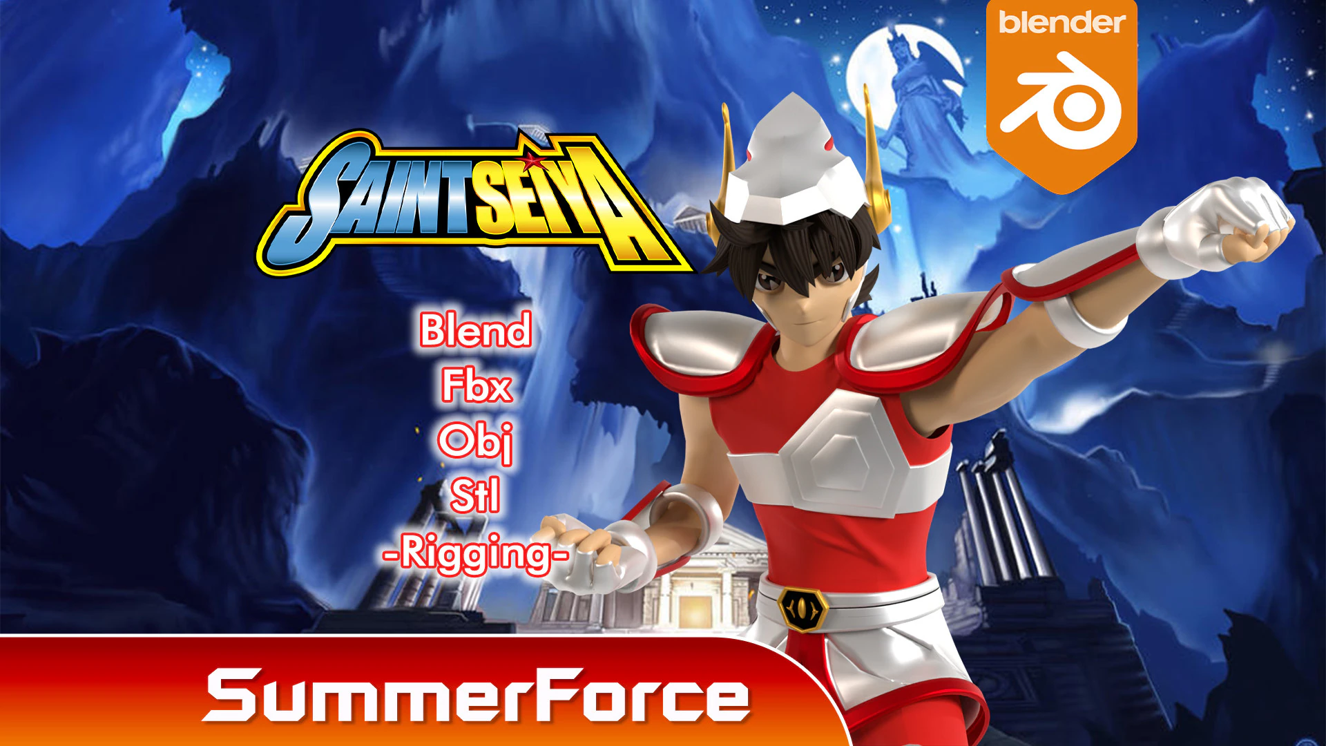 P&eacute;gase Seiya - Saint Seiya Modèle 3D .c4d .max .obj .3ds .fbx .stl .blend 