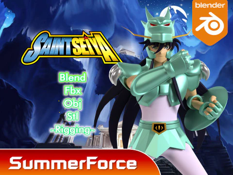 ドラゴン紫龍 - 聖闘士星矢 3Dモデル