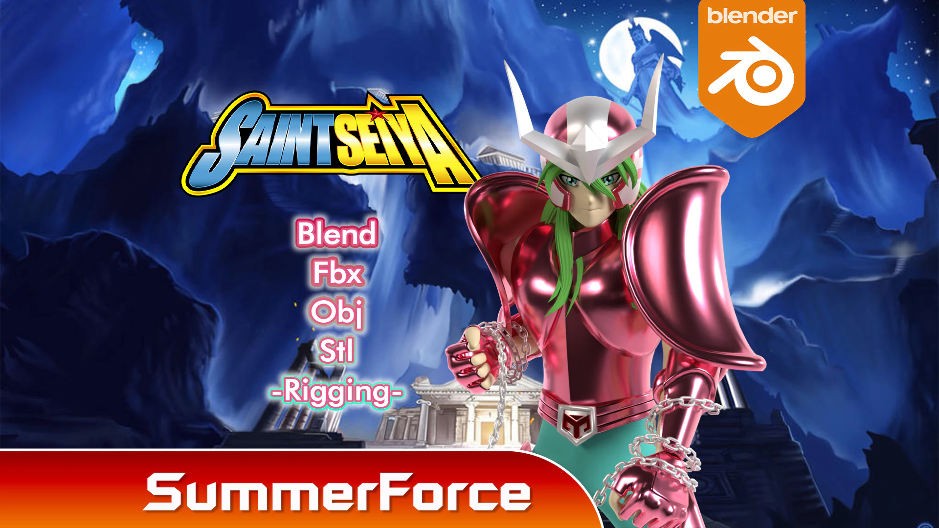 Andromeda Shun - Saint Seiya 3D Model .c4d .max .obj .3ds .fbx .stl .blend 
