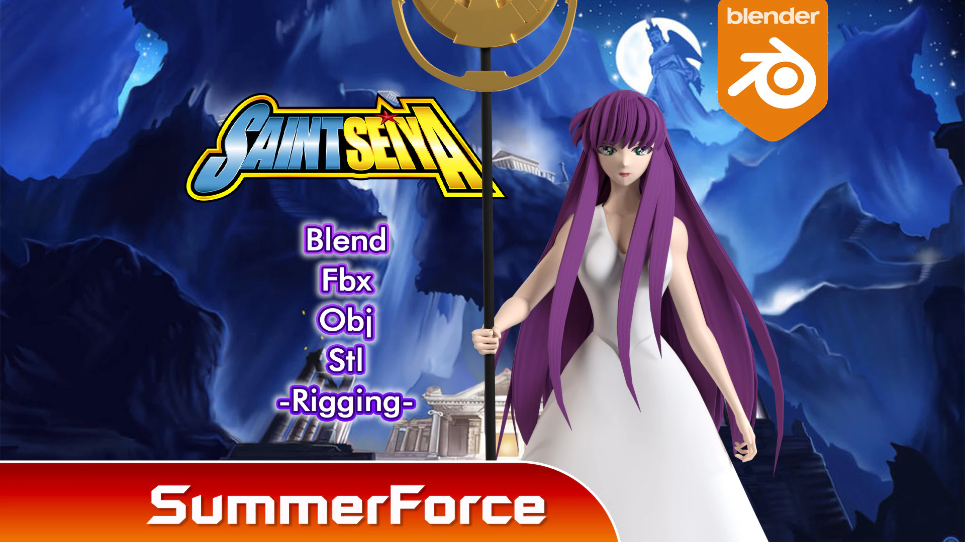 Saori Kido - Saint Seiya 3D Model .c4d .max .obj .3ds .fbx .stl .blend 