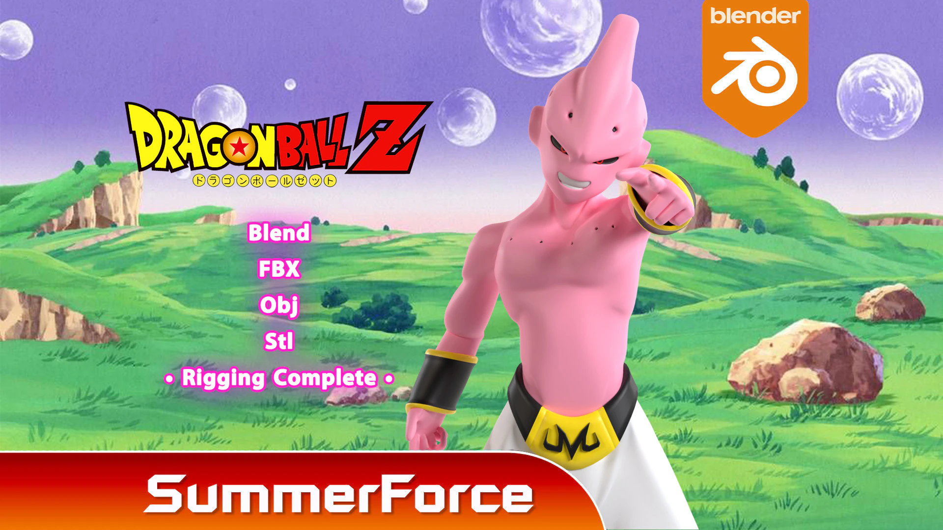 Kid Buu - Dragonball 3D Model .c4d .max .obj .3ds .fbx .stl .blend 