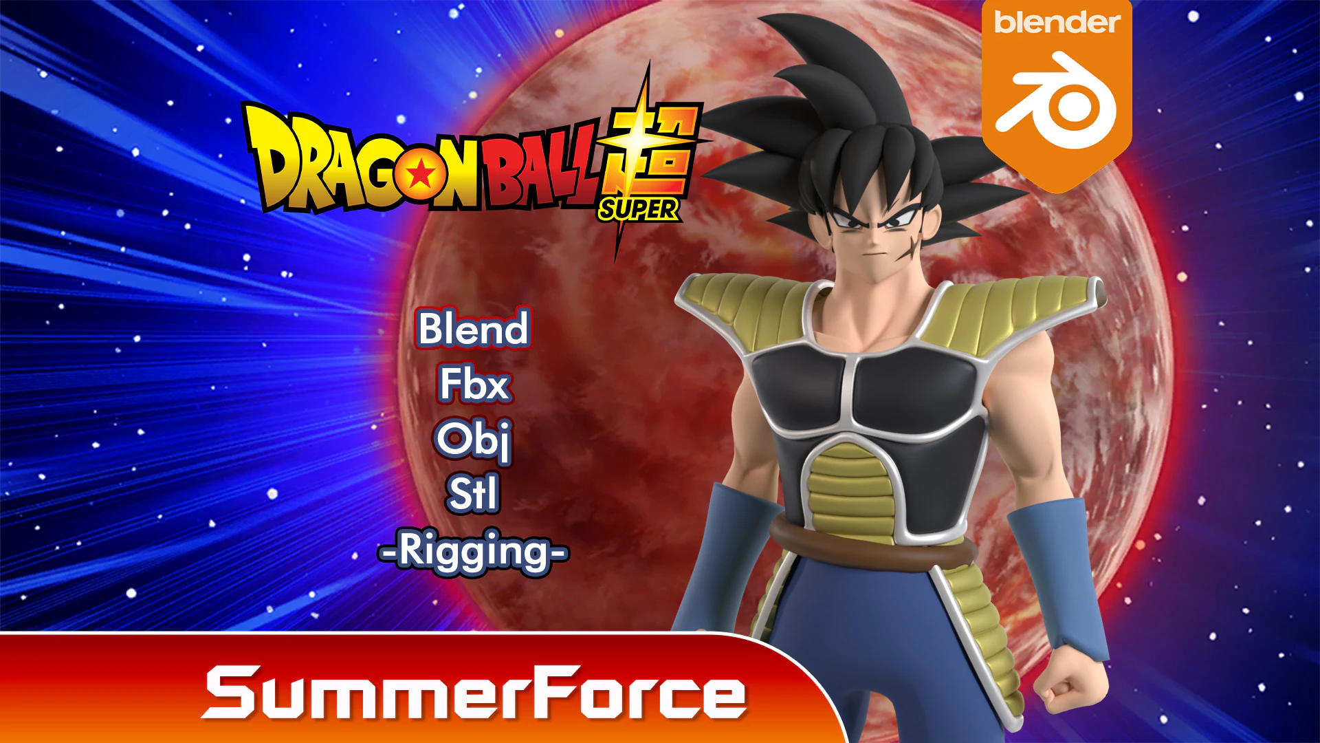 Bardock - Dragonball Super 3D Model .c4d .max .obj .3ds .fbx .stl .blend 