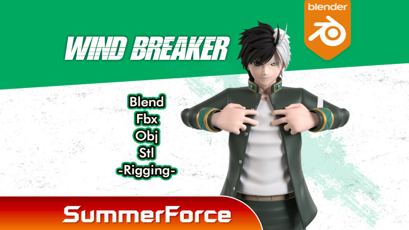 Haruka Sakura - WIND BREAKER Modelo 3D .c4d .max .obj .3ds .fbx .stl .blend 