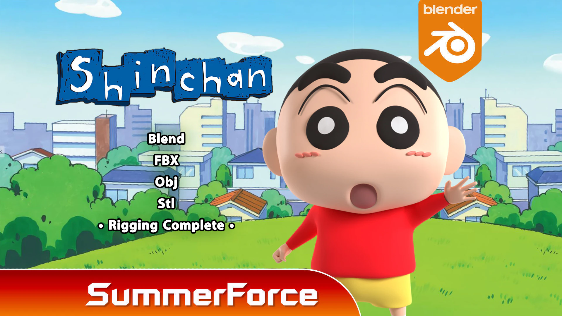 Shinchan - Crayon Shinchan 3D Model .c4d .max .obj .3ds .fbx .stl .blend 