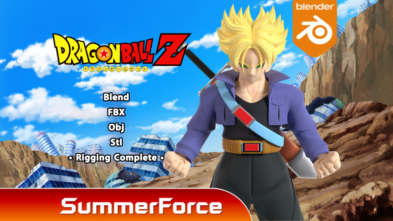 Trunks Future - Dragonball 3D 模型 .c4d .max .obj .3ds .fbx .stl .blend 