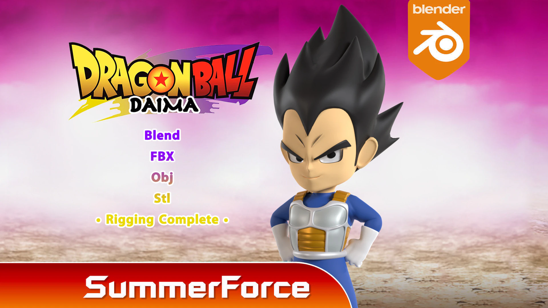 Vegeta - Dragonball DAIMA 3D Model .c4d .max .obj .3ds .fbx .stl .blend