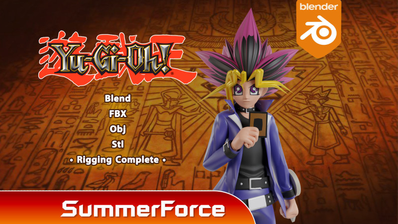 Yugi Muto - YuGiOh Duel Monsters 3Dモデル .c4d .max .obj .3ds .fbx .stl .blend 